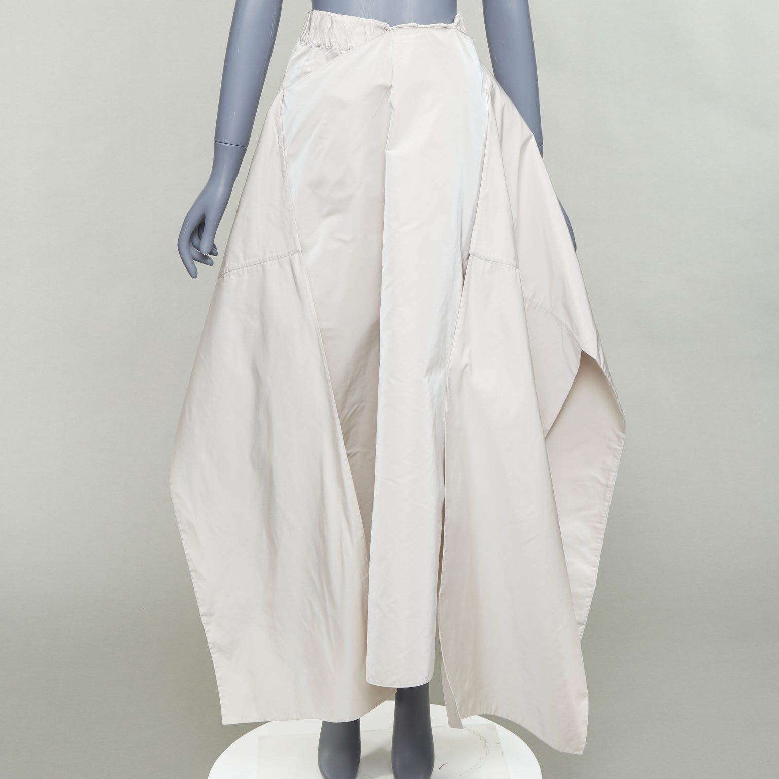 Jil Sander JIL SANDER light grey shiny taffeta 3D deconstructed A-line midi skirt FR34 XS Size 26" / US 2 / IT 38 - 1 Thumbnail