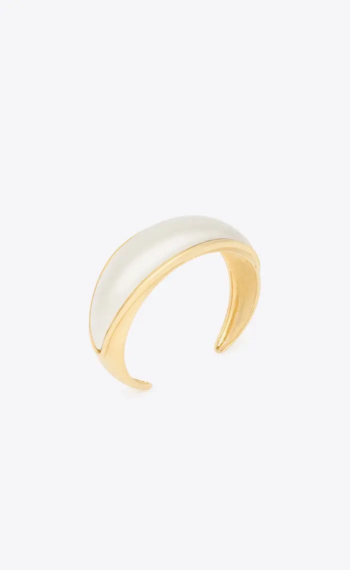 Saint Laurent Paris o1bcso1str0226 Size:S/Dome Cuff In Metal in Golden Size ONE SIZE - 1 Thumbnail