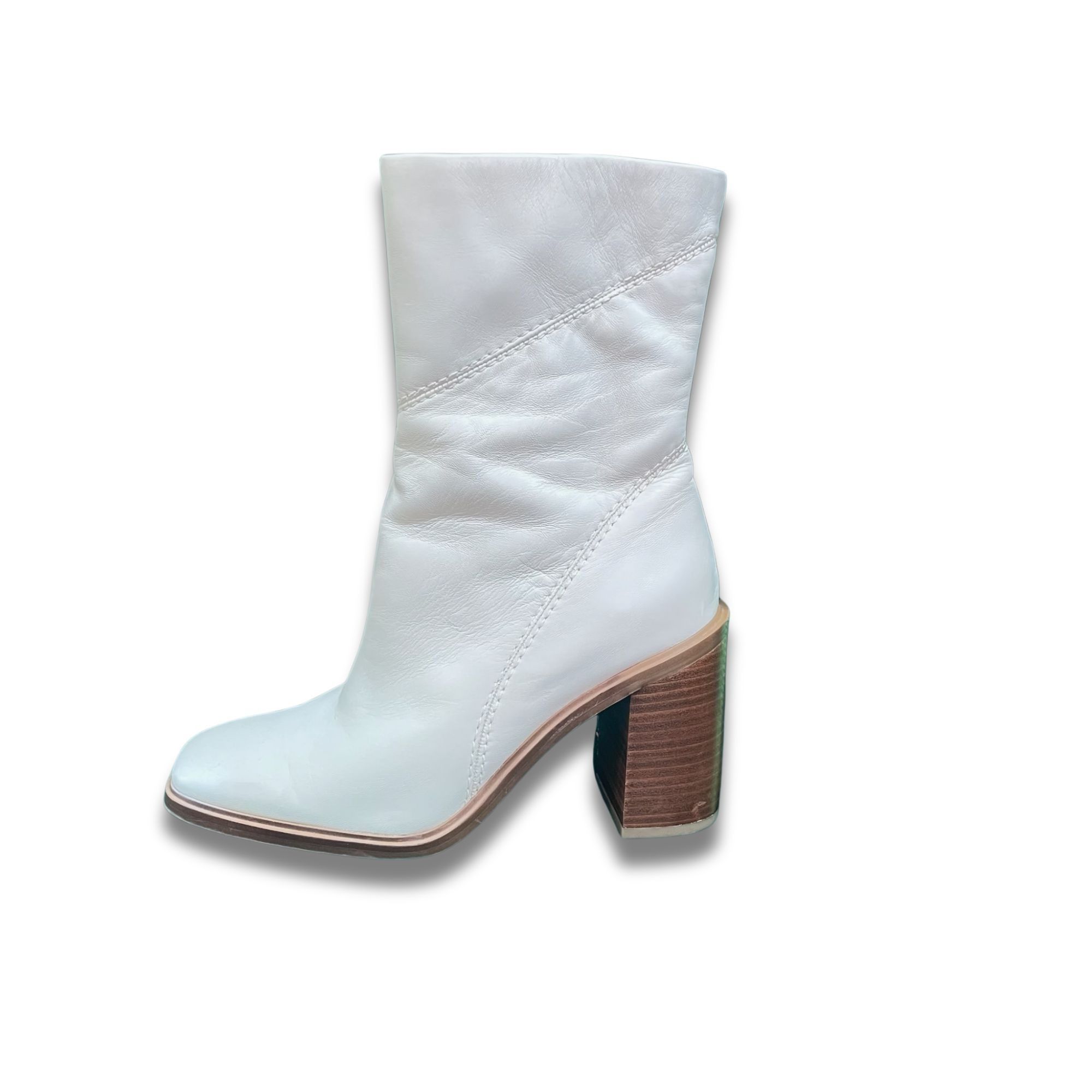 Franco Sarto Franco Sarto White Leather Ankle Boots Size 6.5 Block Heel C Size US 6.5 / IT 36.5 - 7 Thumbnail