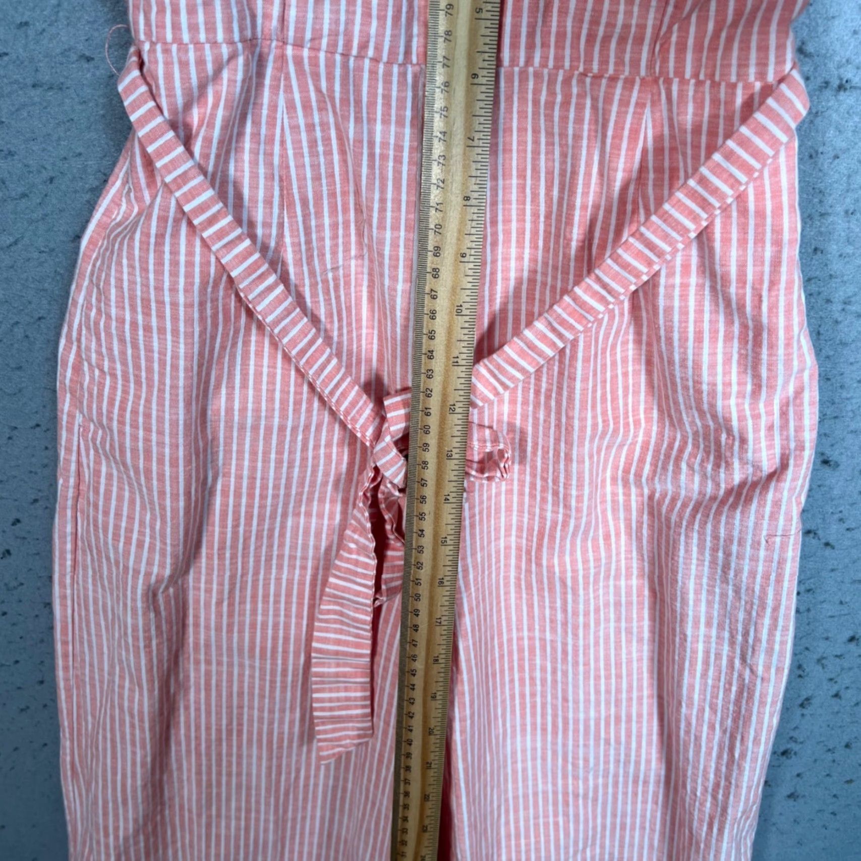 Vintage Gianni Bini Womens Jumpsuit One-Piece Sleeveless Striped Pink White Cotton Size 2 Wide-Leg Adult Womens Size 26" / US 2 / IT 38 - 6 Thumbnail