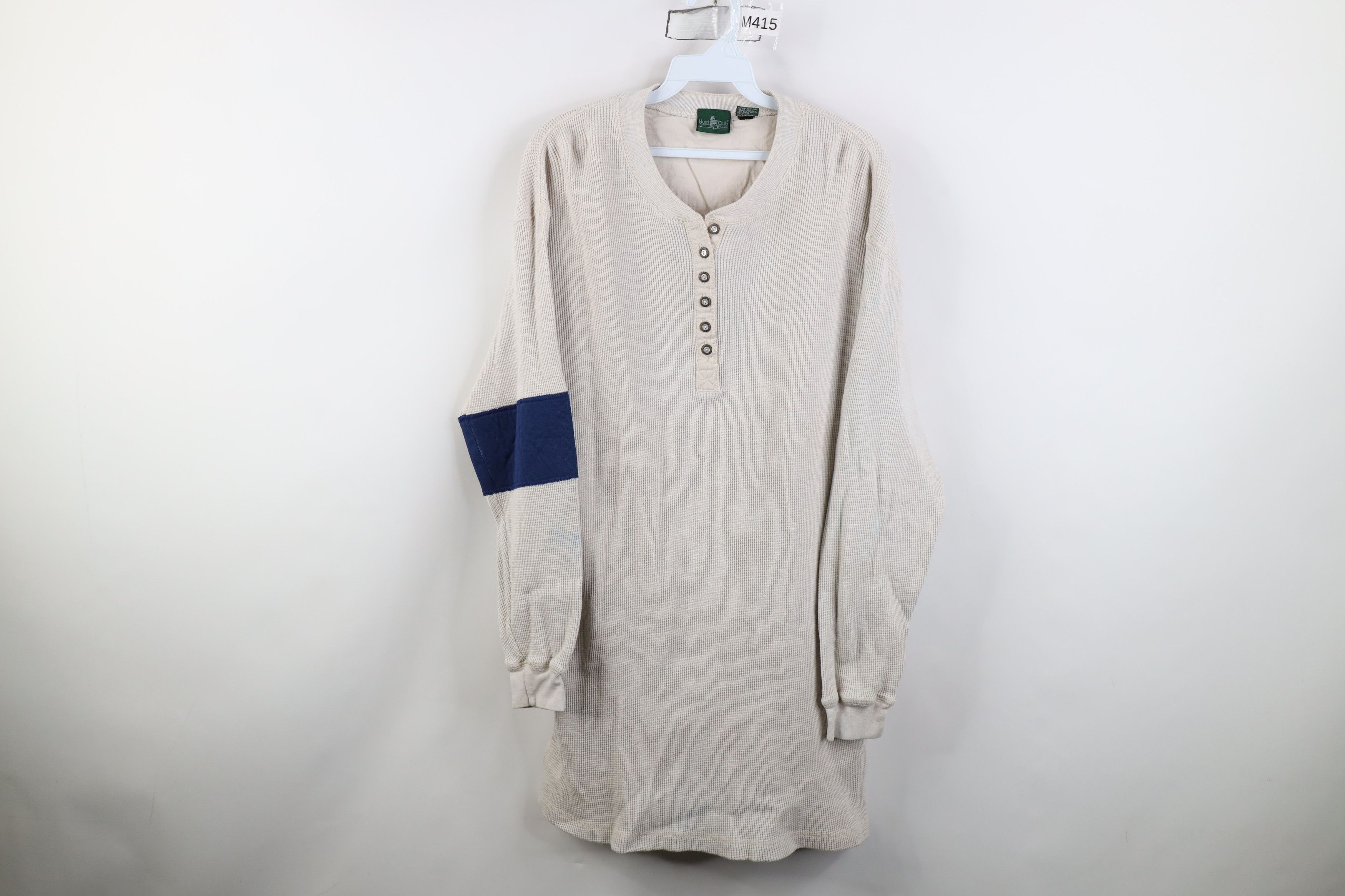 Vintage Vintage 90s Streetwear Thermal Waffle Knit Henley T-Shirt Size XL / US 12-14 / IT 48-50 - 1 Thumbnail