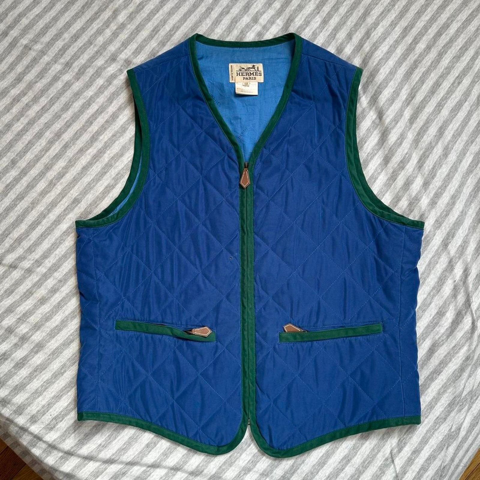 Hermes × Vintage Vintage Blue Green Paris France Hermes Designer 