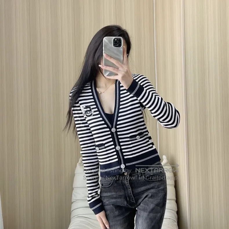Chanel Chanel No. 5 slogan letter striped knitted cardigan coat Size XXS / US 00 / IT 34 - 9 Thumbnail