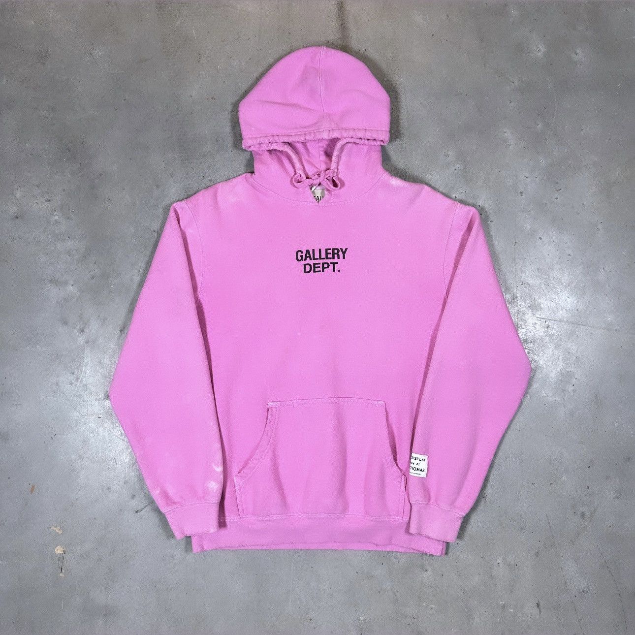 PINK DISTRESSED CENTER LOGO HOODIE
