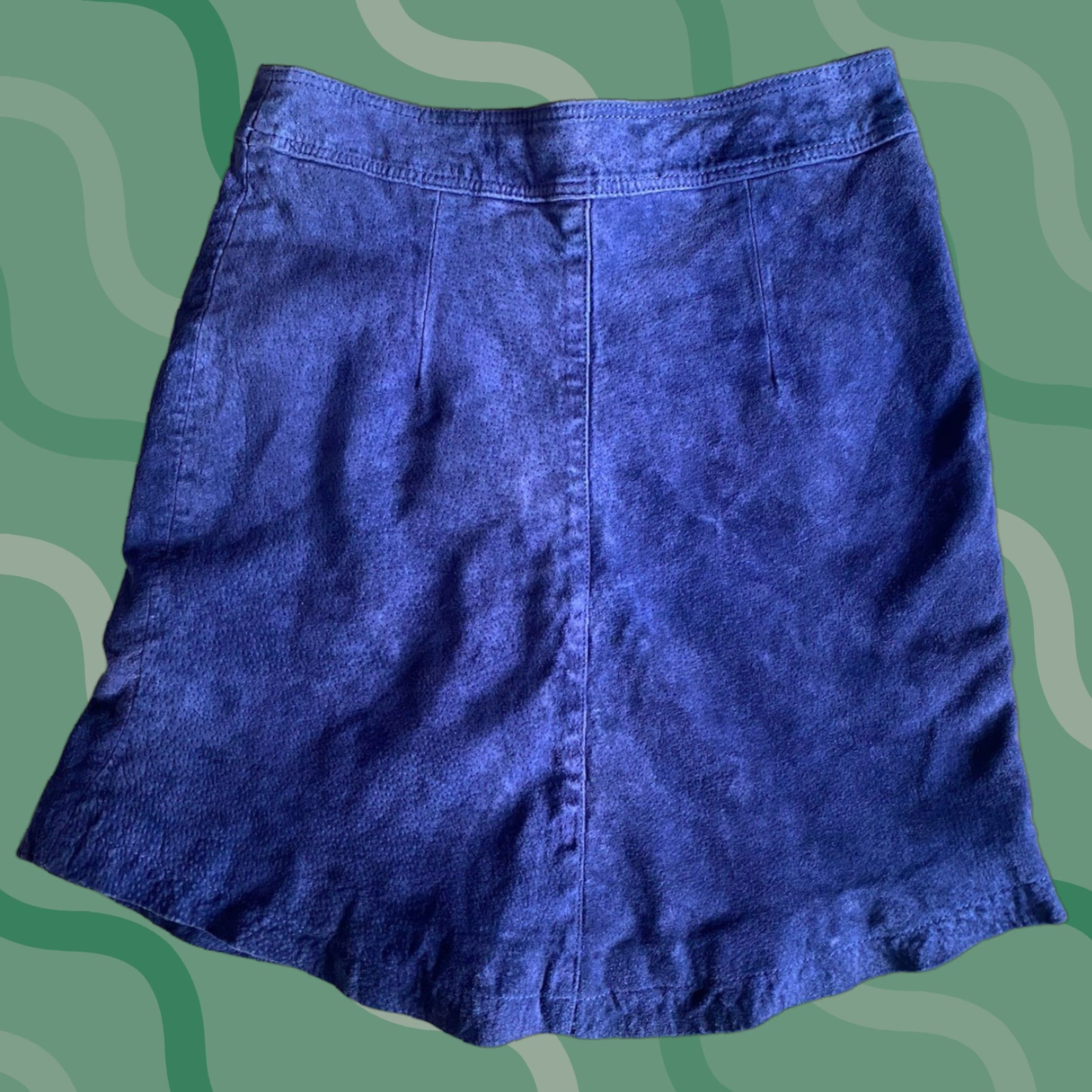 Anthropologie Anthropologie Mini Skirt Blue Leather 6P Pockets Snap Button Up High Rise Women Streetwear | 100% Leather | Petite | US 6P Size 28" / US 6 / IT 42 - 1 Thumbnail