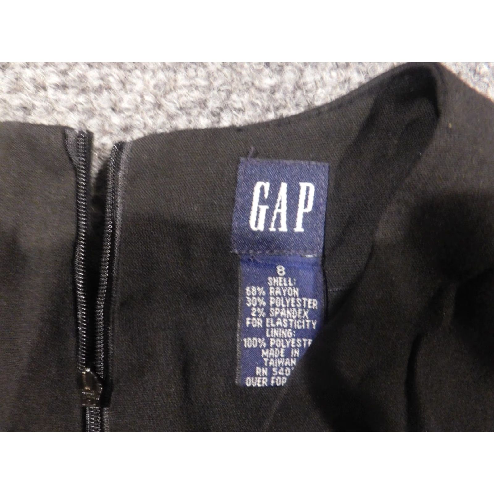 Gap Gap Womens Dress A-Line 8 Long Black Zip Crew Neck Sleeveless Dolman Sleeve Rayon Polyester Stretch Lined Ruffle Solid Vintage No Size M / US 6-8 / IT 42-44 - 6 Thumbnail