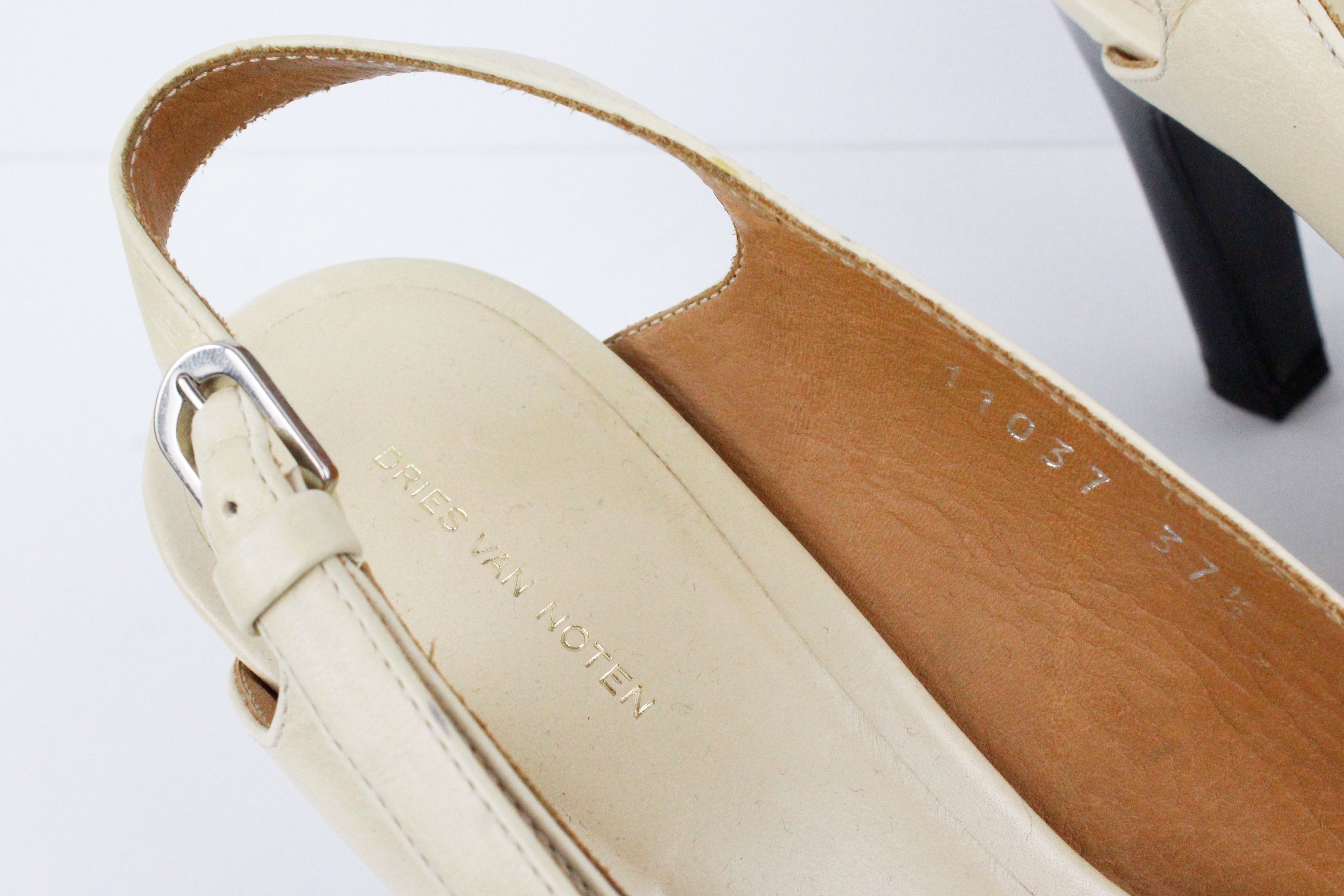 Dries Van Noten Dries Van Noten Beige Leather Open Toe Pumps Shoes Size US 7.5 / IT 37.5 - 5 Thumbnail