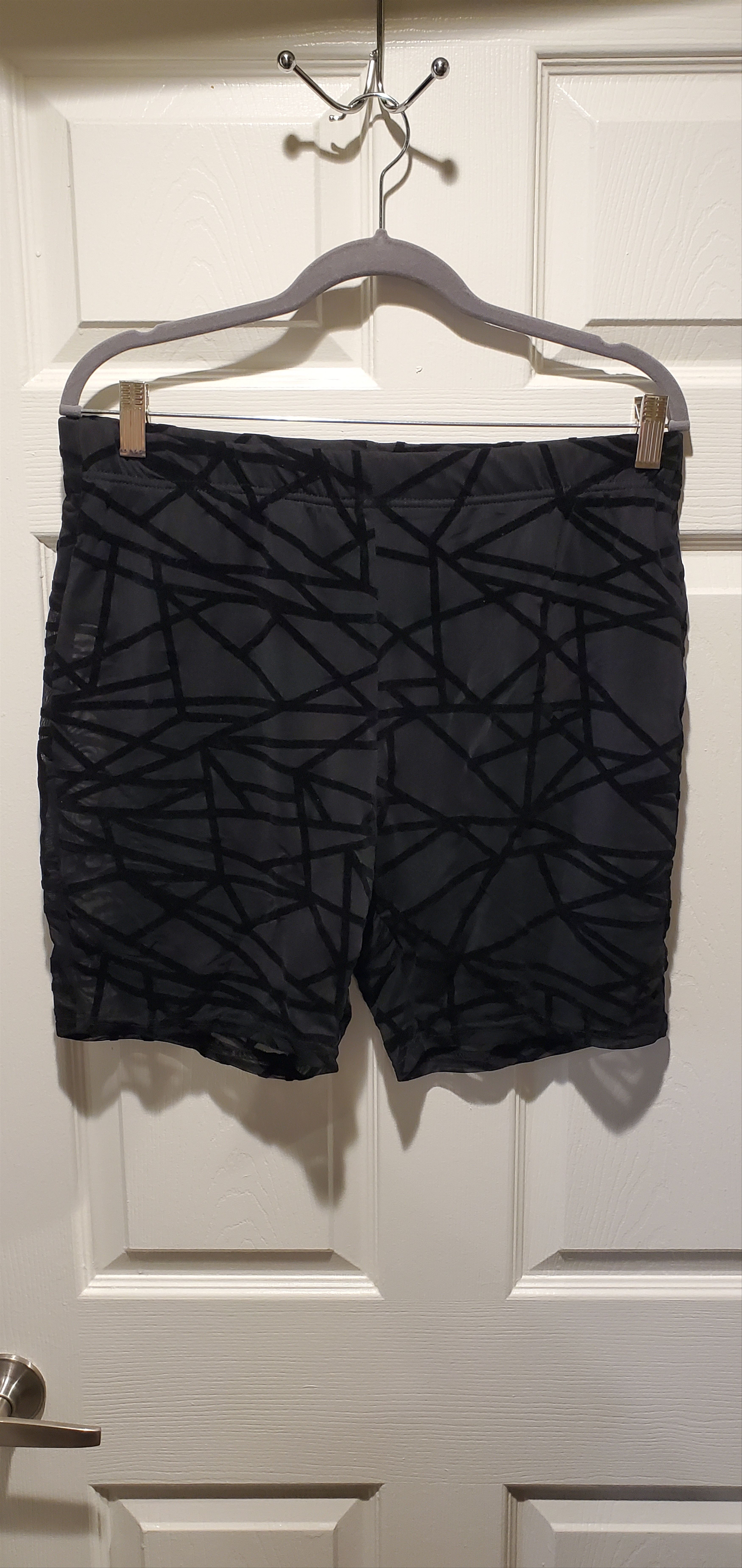 Other Sexy black mesh shorts w/ abstract velvet design (1x/14) Size 36" / US 14 / IT 50 - 1 Thumbnail