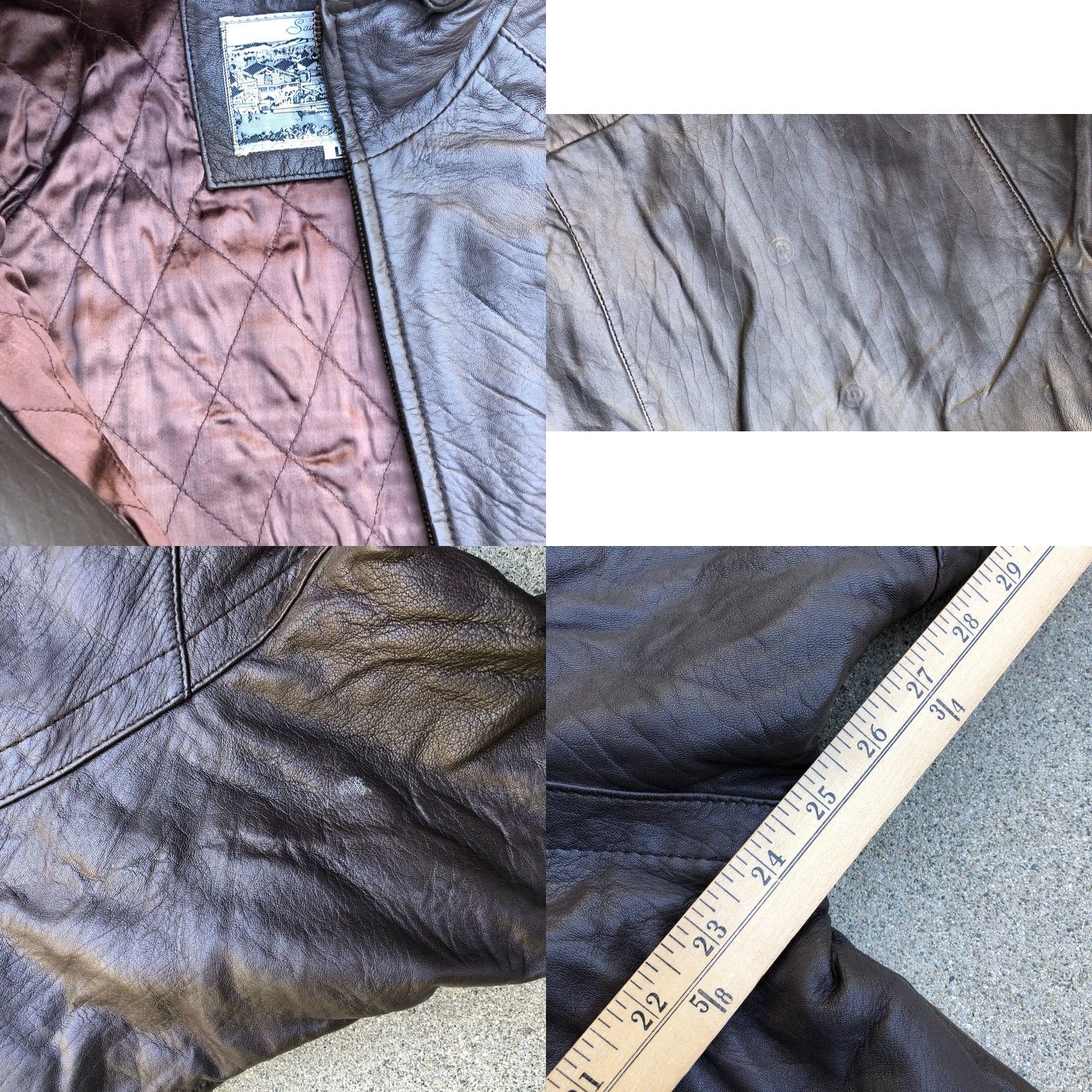 Vintage VTG SAWYER OF NAPA Leather Bomber Jacket Mens LARGE Quilted Lining Brown Biker Size US L / EU 52-54 / 3 - 8 Thumbnail