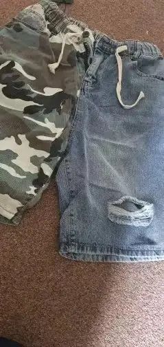 Jean Zipper Fly Stonewashed Patchwork Shorts Size US 33 - 2 Thumbnail