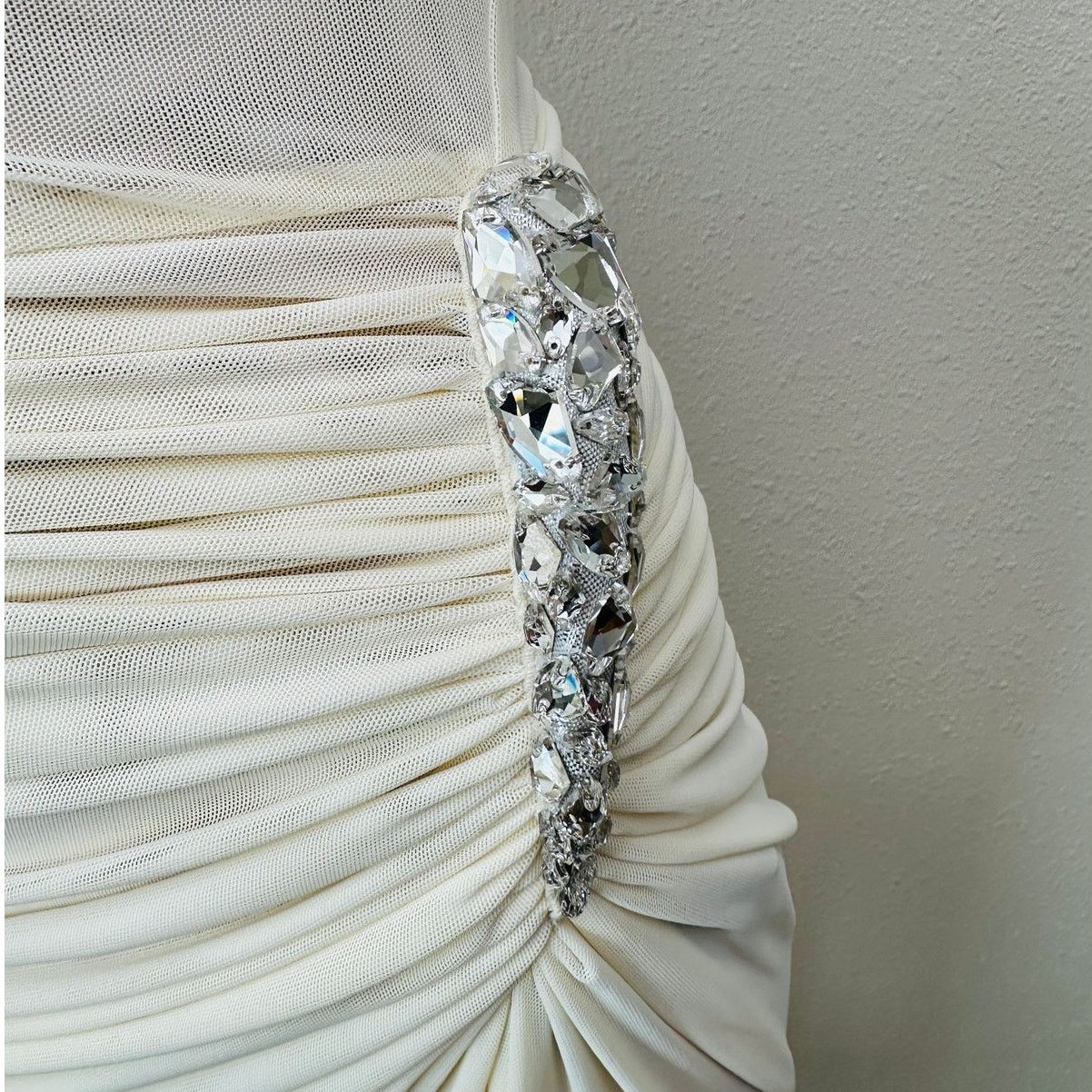 Other NWT David Koma Cream Crystal Claw Draped Mesh Dress US 6 Size M / US 6-8 / IT 42-44 - 10 Thumbnail