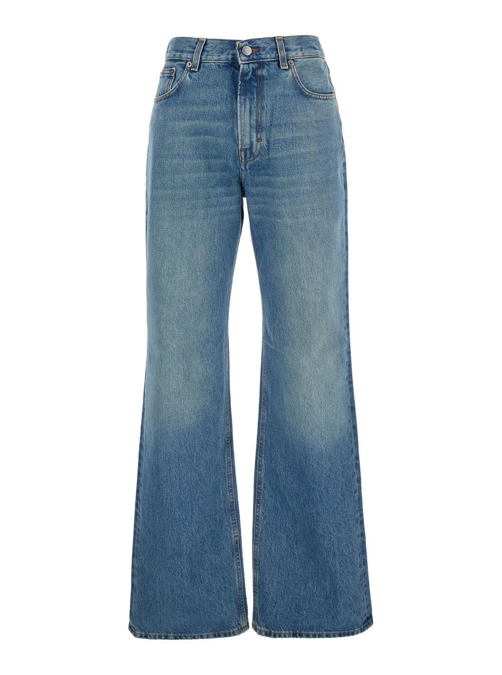 Haikure 'Korea' Blue Jeans with Wide Leg and Logo Patch on the Rear in Denim Woman Size 29" - 1 Thumbnail
