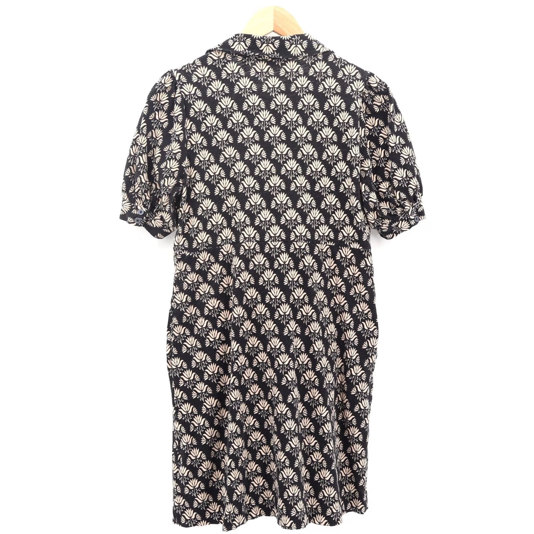 Boden Boden Shirt Dress Black 10 Jersey Cotton Short Sleeve V-Neck Button Mini Casual Womens 10s Vintage No Size L / US 10 / IT 46 - 7 Thumbnail