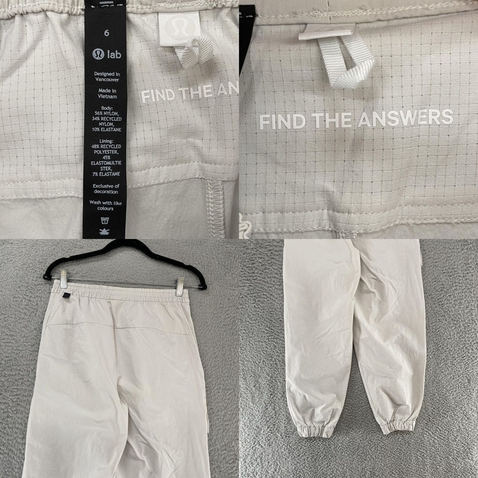 Lululemon Lululemon Cargo Joggers Womens 6 Beige Baggy Elastic Waist Pull On Tapered Nylon Spandex Polyester Lightweight Pockets Logo Size 28" / US 6 / IT 42 - 8 Thumbnail