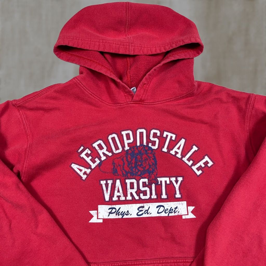 Aeropostale VINTAGE Aeropostale Hoodie Men XL Red Sweatshirt Spellout Boxy 2000s Varsity Logo Graphic Print Hooded Size US XL / EU 56 / 4 - 1 Thumbnail