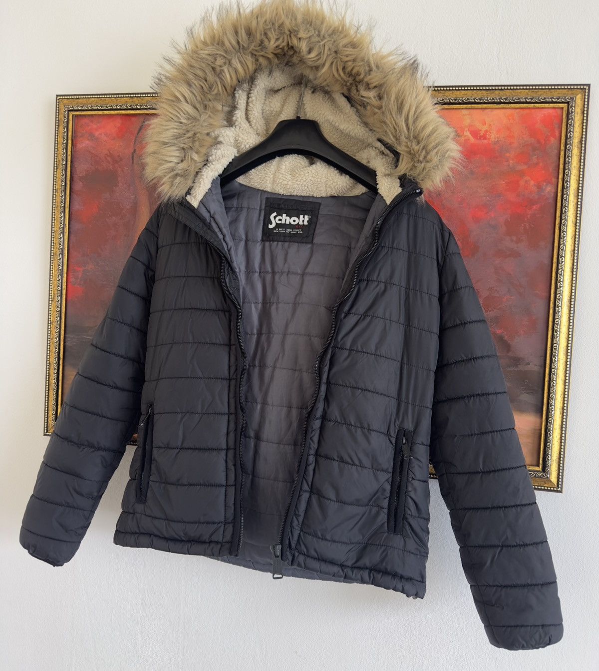 Schott Mens Rocky 2 Quilted Hooded Long Sleeve Jacket by Schott NYC Size US M / EU 48-50 / 2 - 4 Thumbnail