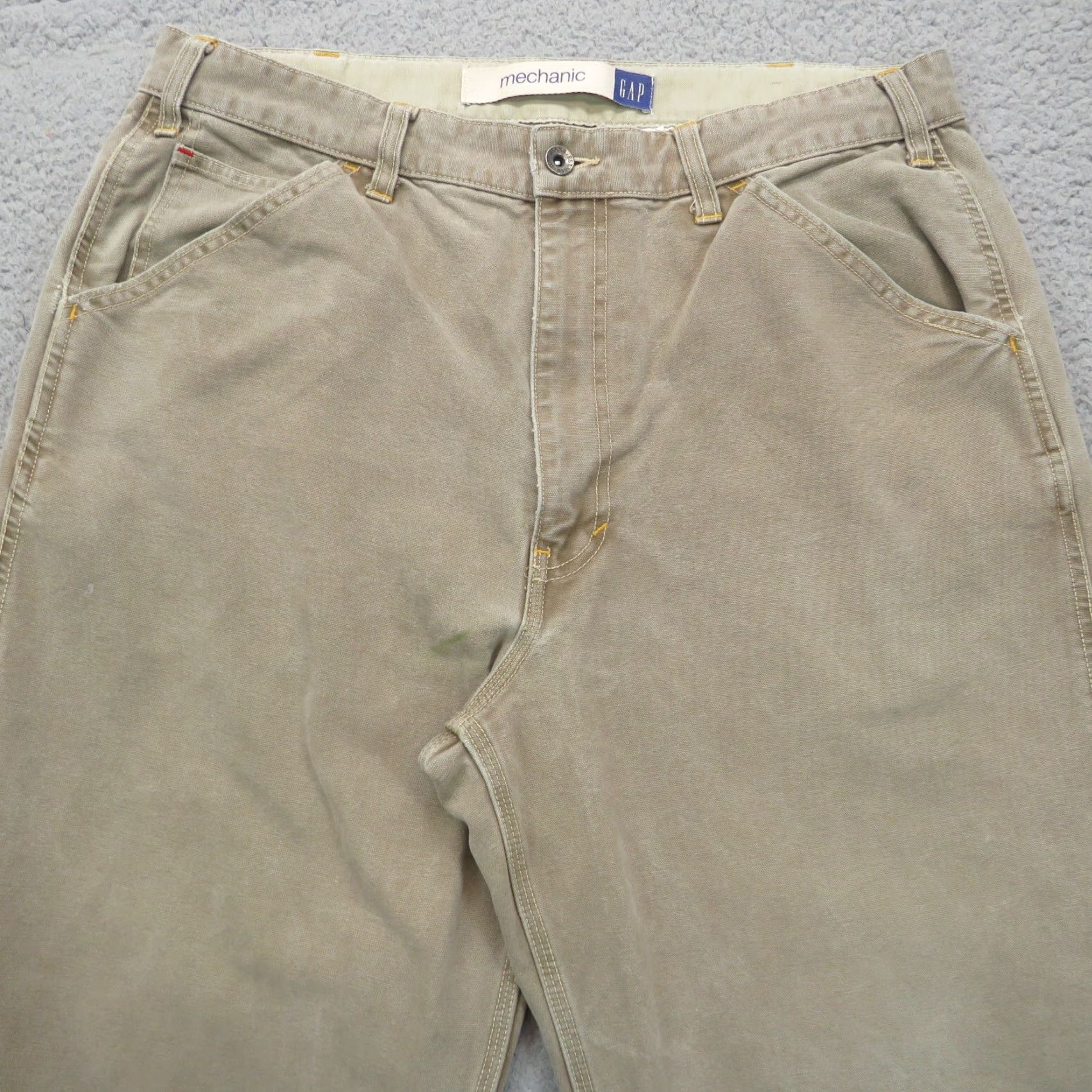 Gap VINTAGE Gap Pants Mens 36 Baggy Y2K Mechanic Wide Pipe Leg Skater Canvas Heavy 36x32 Beige Cotton Cargo Pocket 90s Grunge Hip Hop USA Skater Mens Size US 36 / EU 52 - 4 Thumbnail