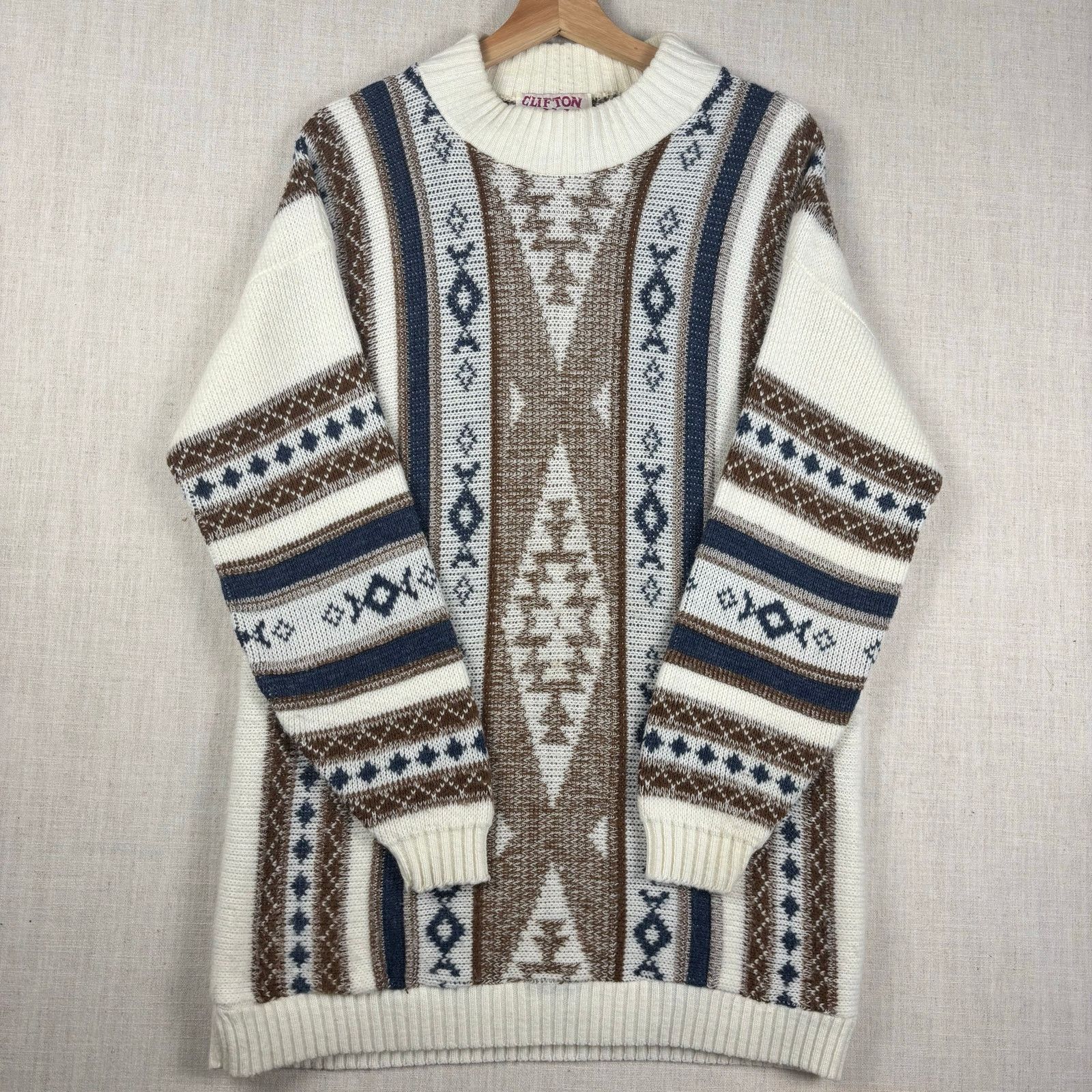 Other Vintage Abstract Aztec Geometric Clifton Place Med Sweater Size US M / EU 48-50 / 2 - 1 Thumbnail
