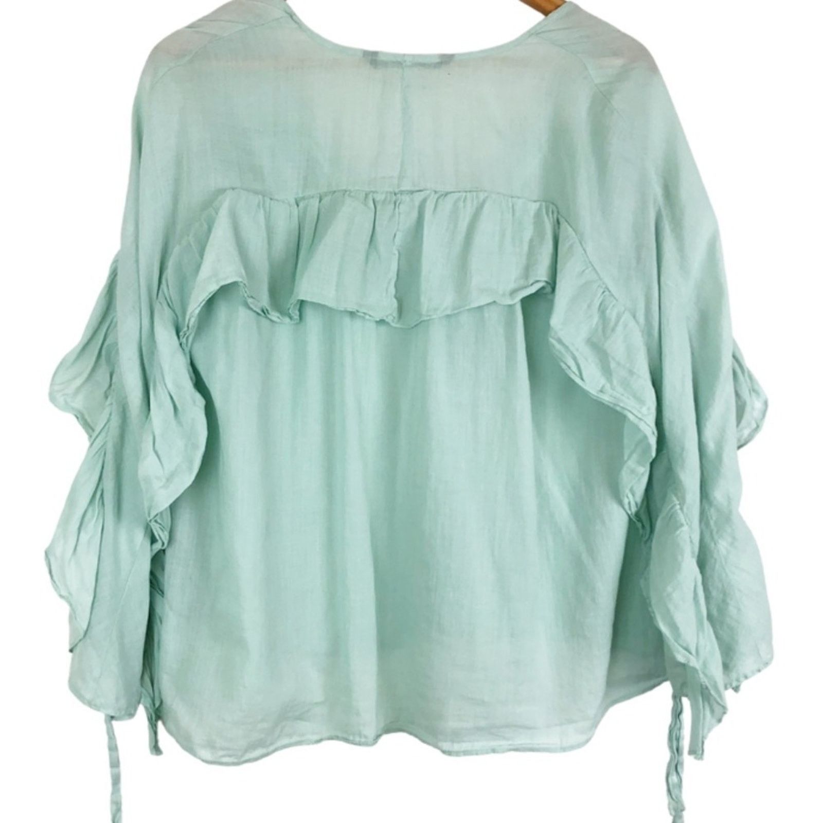 Zara Zara Women’s Basic Sage Ruffle Feminine Blouse Size M / US 6-8 / IT 42-44 - 11 Thumbnail