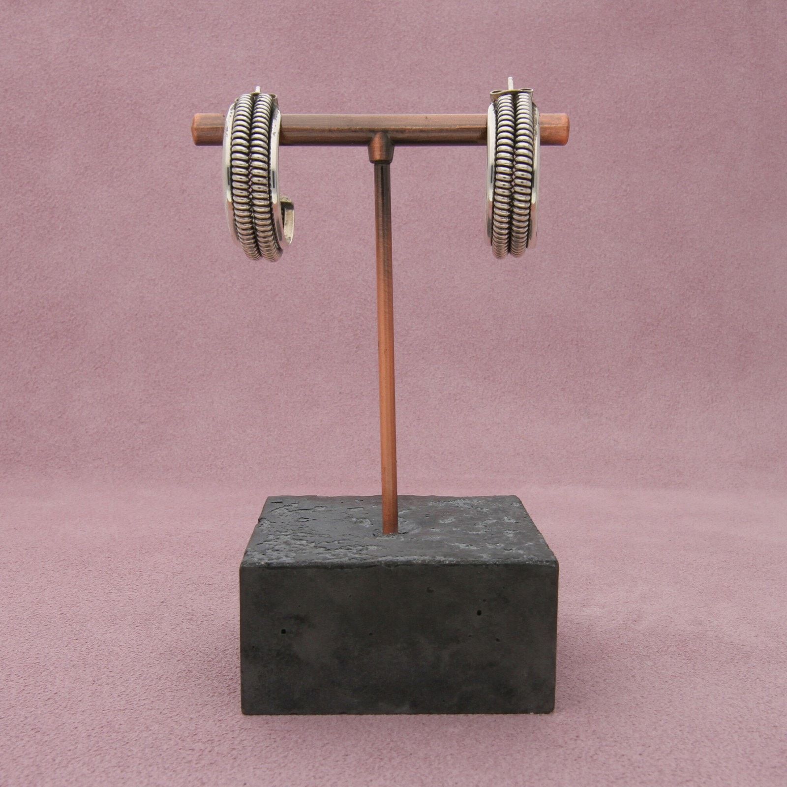 sterling silver vintage twisted j-hoop post earrings Earrings