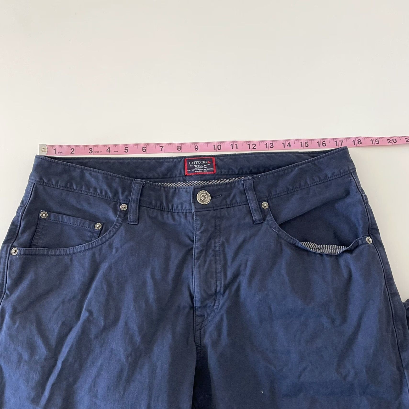 UNTUCKit UNTUCKit Straight Fit Cotton Flat Front Blue Chino Pants Mens 34x34 Size US 34 / EU 50 - 4 Thumbnail