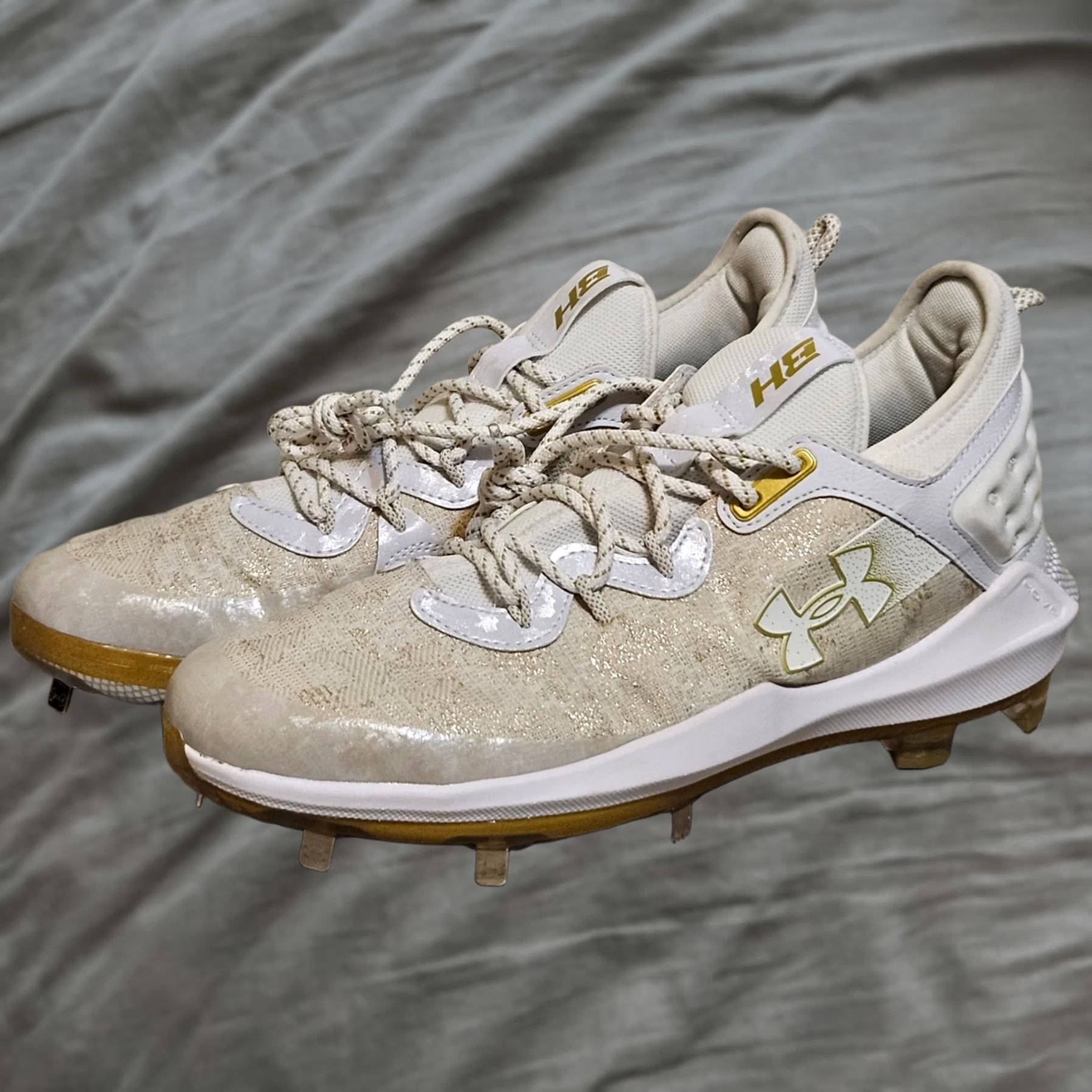 Under Armour Harper Cleats Mens 12.5 White Gold Metal Baseball Shoes NWOB Under Armour Harper 9 Pro ST - Men main image 2