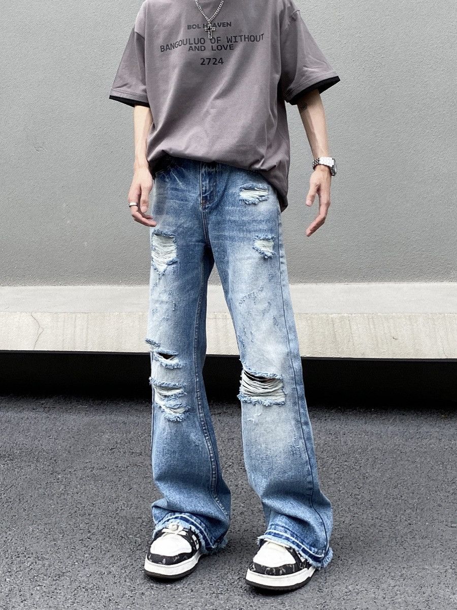 Japanese Brand American street style men's loose-fitting ripped jeans Size US 32 / EU 48 - 1 Thumbnail