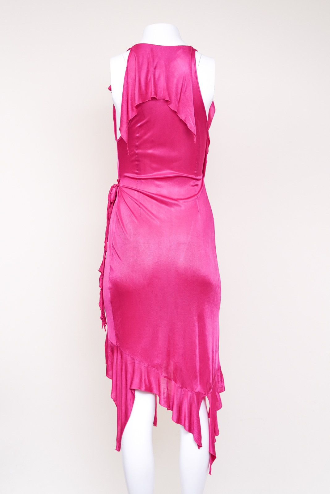 Versace Versace S/S 2004 Hot Pink V Neck Ruffle Wrap Dress Size M / US 6-8 / IT 42-44 - 5 Thumbnail