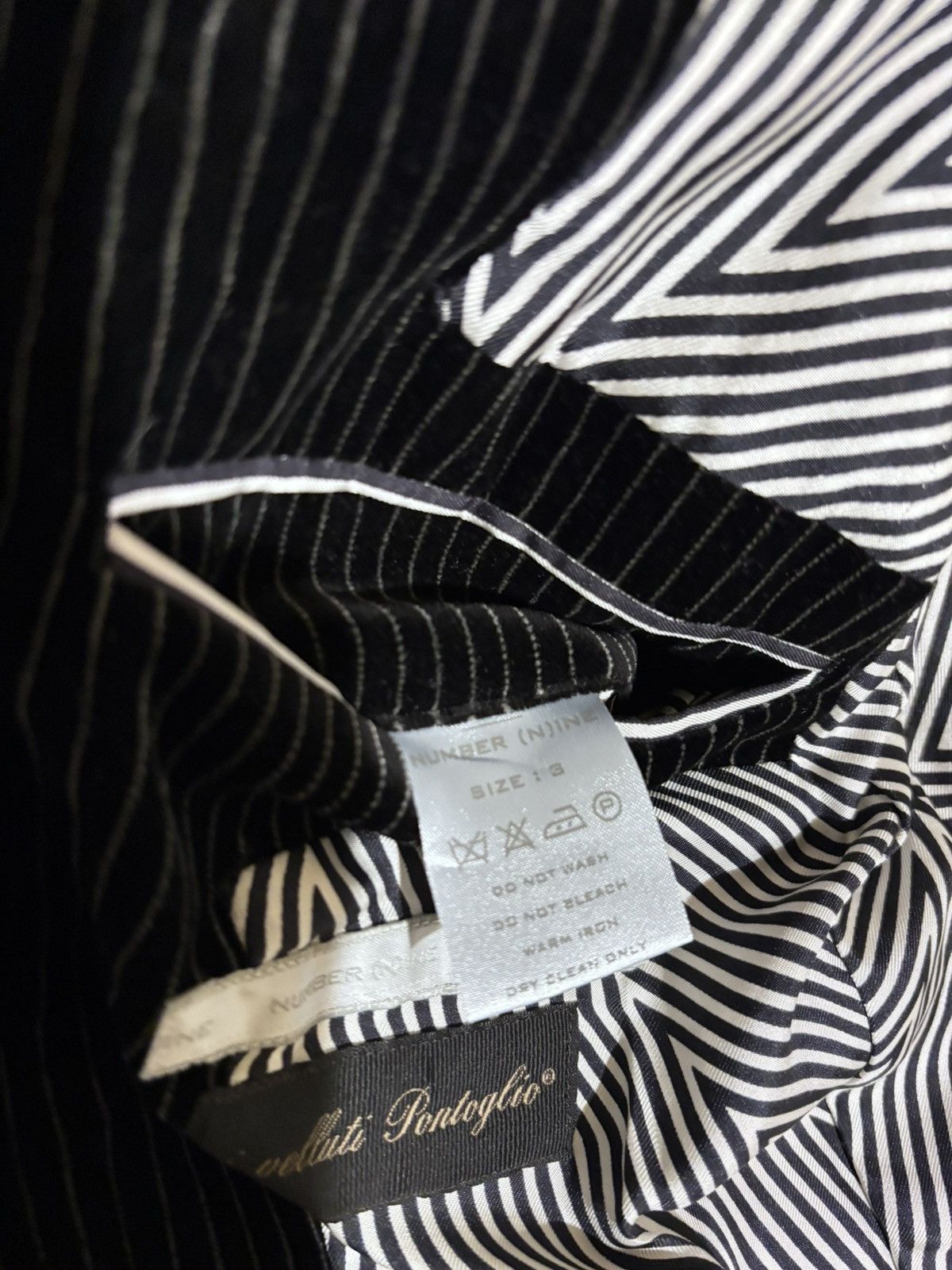 Japanese Brand × Number (N)ine Number (N)ine OG Pinstripe Black Velvet Silk Lining Blazer 3 Size 38L - 6 Thumbnail