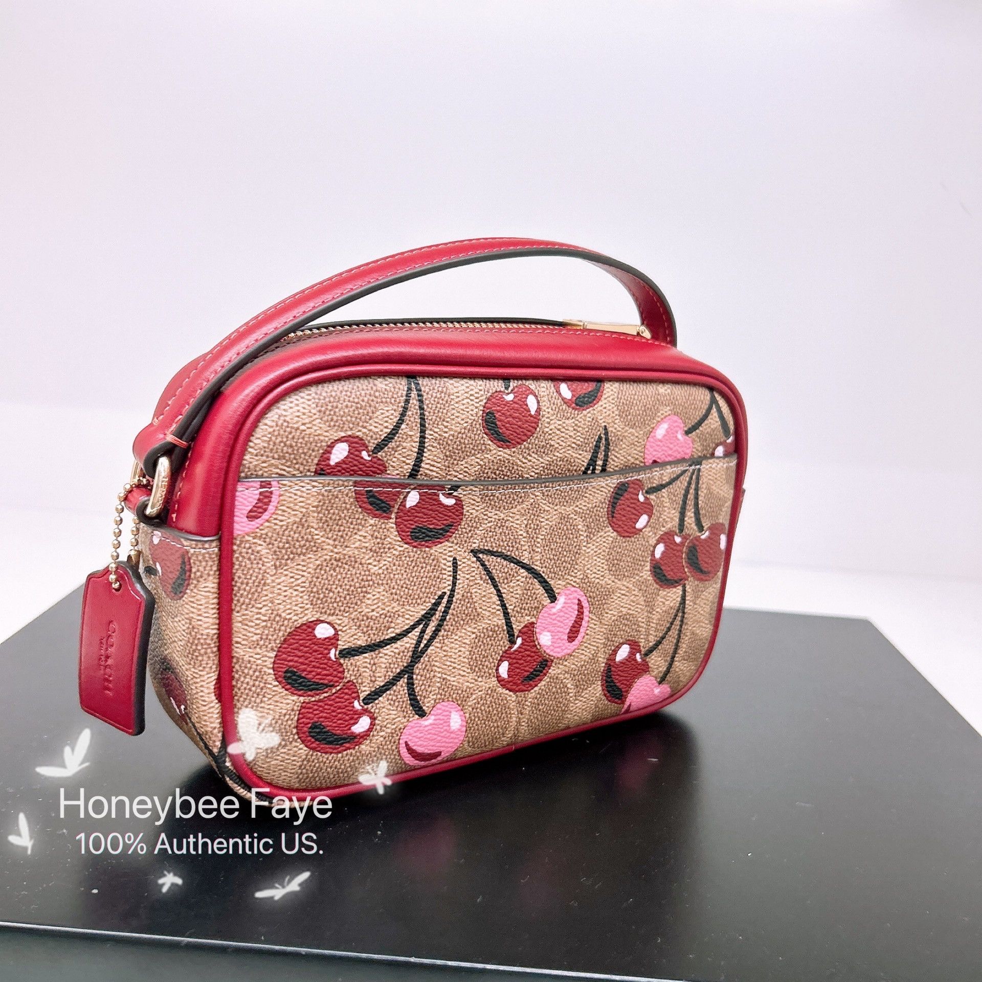Coach 🍒 Mini Jamie Camera Bag In Signature Canvas Cherry CAB03 Size ONE SIZE - 3 Thumbnail