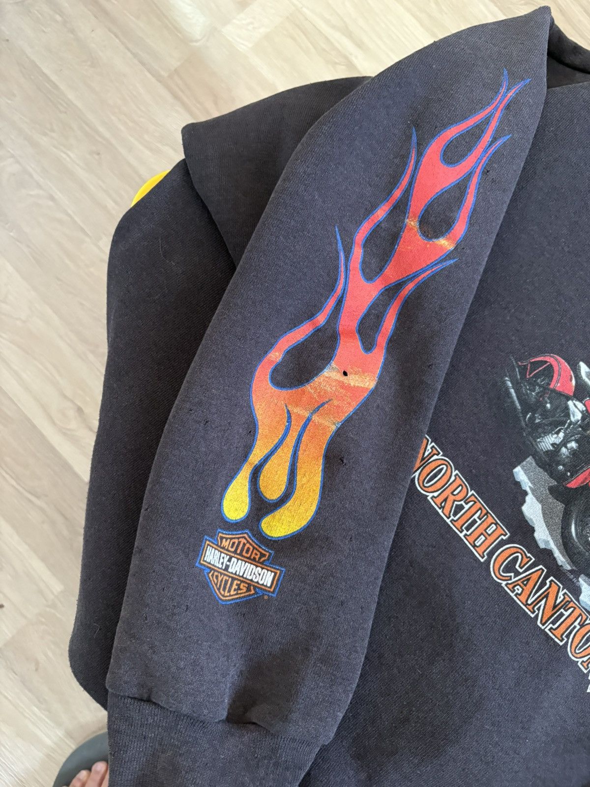 Harley Davidson Harley Davidson Flame Distressed Zip Hoodie Size US XL / EU 56 / 4 - 2 Thumbnail