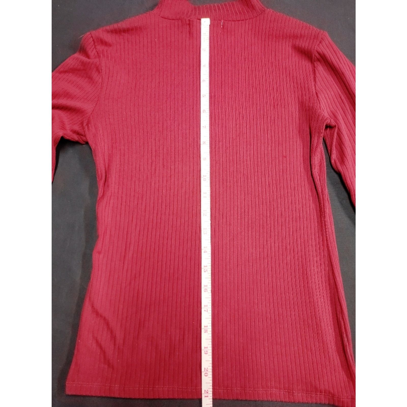 Planet Hollywood Planet Gold Ribbed Mock Neck Long Sleeve Burgundy Maroon Red Size S / US 4 / IT 40 - 4 Thumbnail