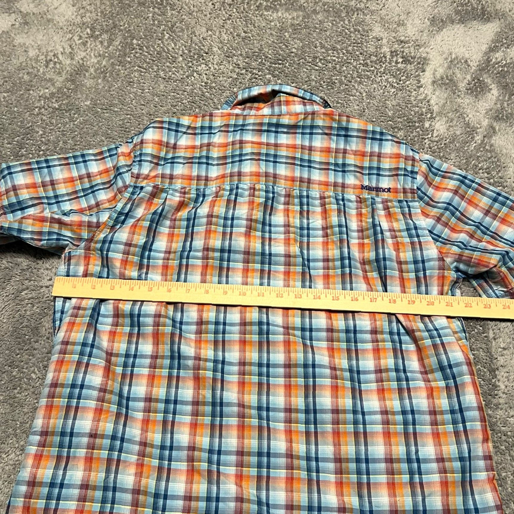 Marmot Marmot Shirt Mens Medium Plaid Button Hiking Performance Nylon Short Sleeve Blue M Mens Size US M / EU 48-50 / 2 - 3 Thumbnail