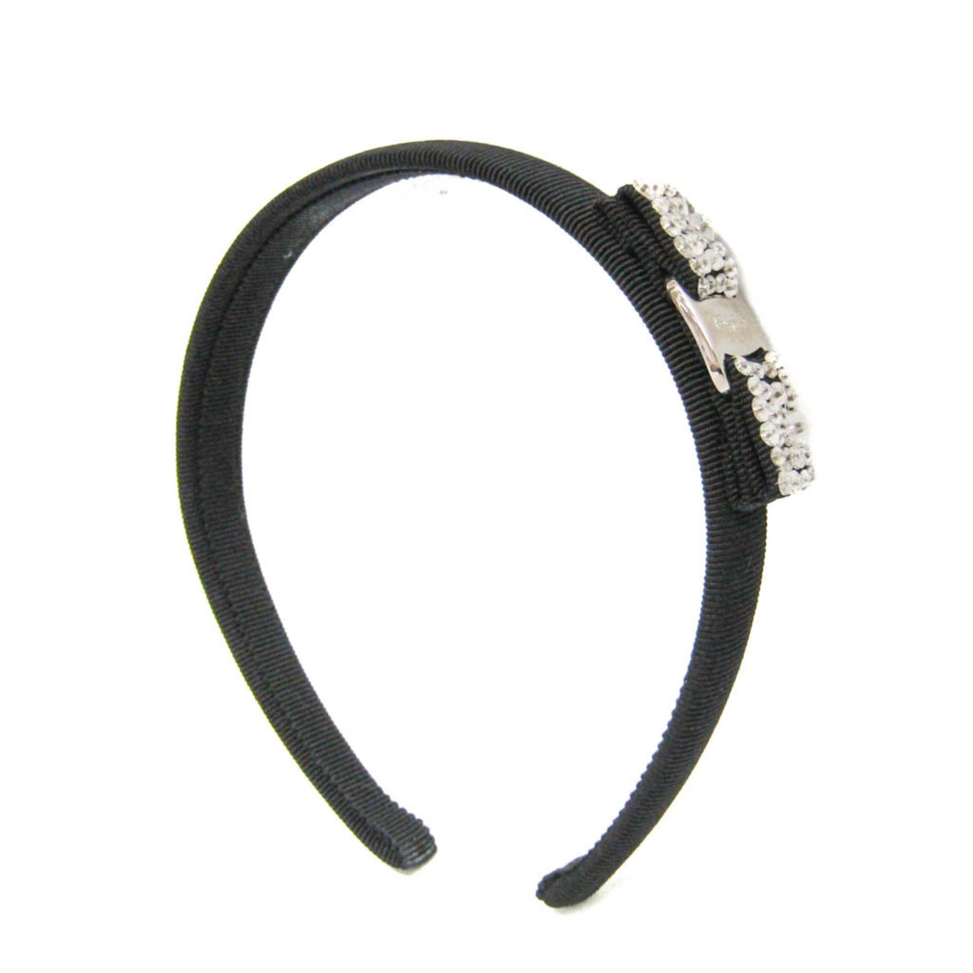 Salvatore Ferragamo Salvatore Ferragamo Vara Rhinestone Cotton,Metal Women's Alice Band Black Size ONE SIZE - 1 Thumbnail