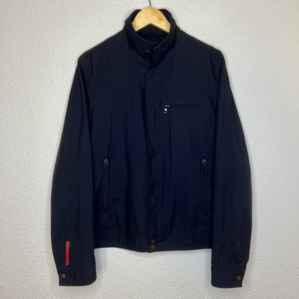 Designer × Prada Prada Milano Jacket Nylon Navy Red Label Tag Logo Designer Size US L / EU 52-54 / 3 - 1 Thumbnail