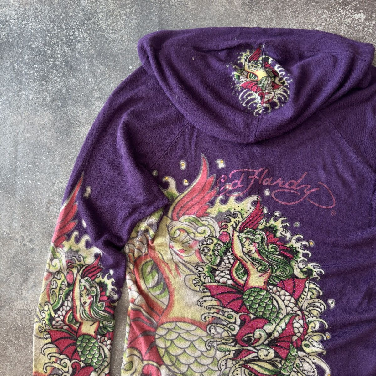 Ed Hardy Ed Hardy Y2K Vintage Iconic Tattoo Long Hooded Top Size M / US 6-8 / IT 42-44 - 9 Thumbnail
