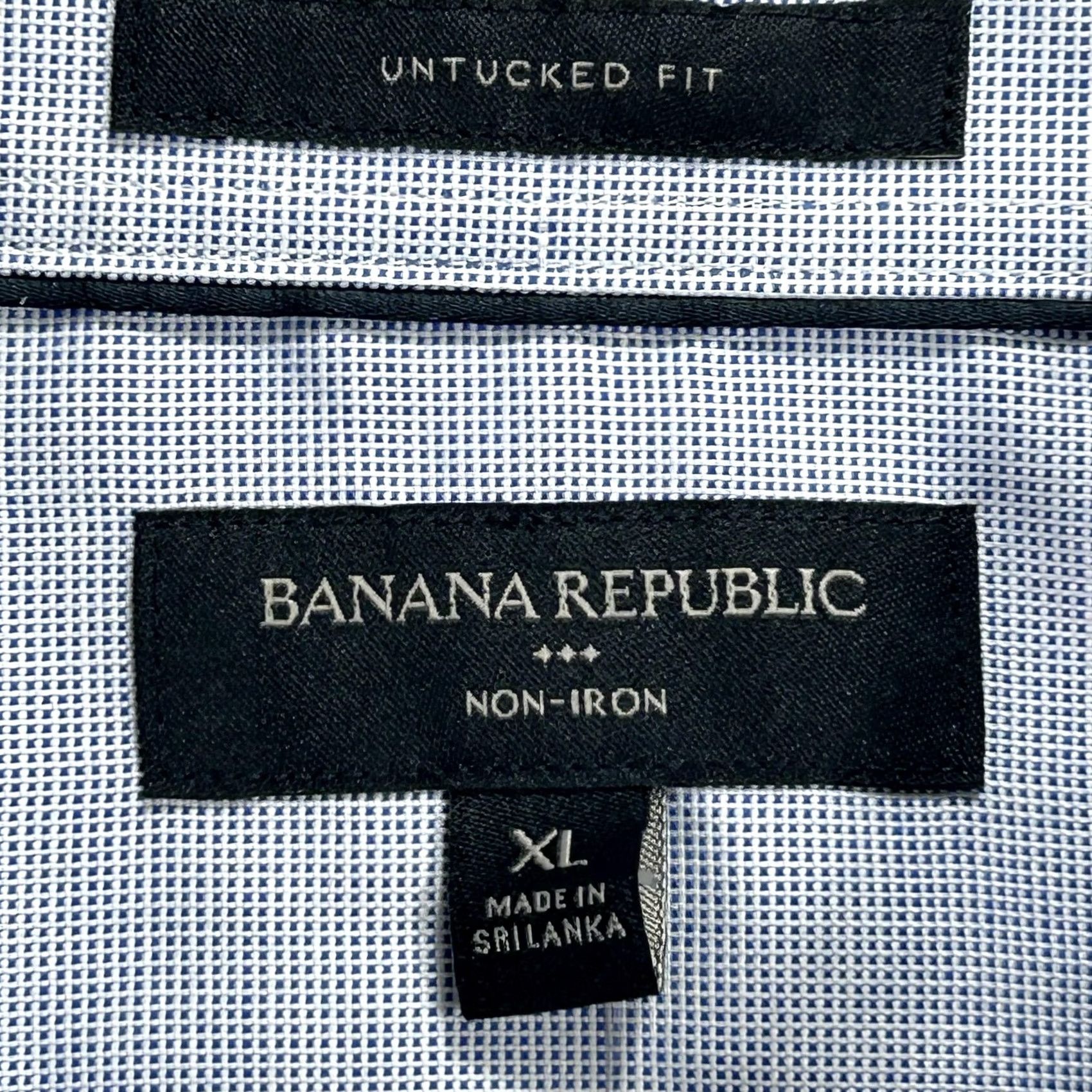 Banana Republic Banana Republic Dress Shirt Mens XL Blue Check Non-Iron Long Sleeve Untucked Regular Fit Shirt Size 46R - 5 Thumbnail