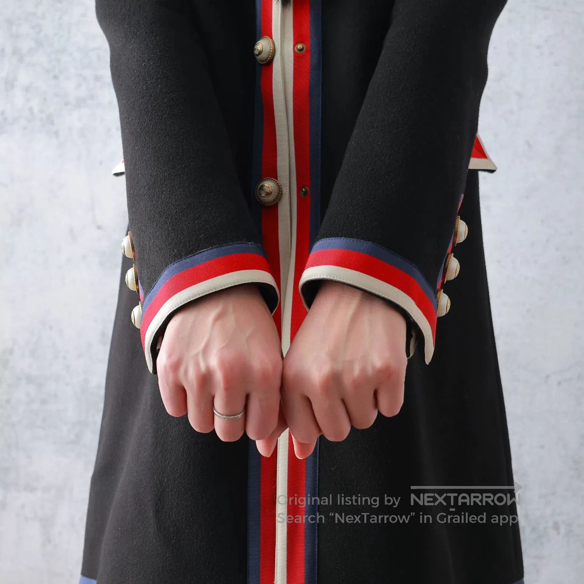 Gucci Gucci Black Wool Red Trim Long Coat. Size S / US 4 / IT 40 - 5 Thumbnail