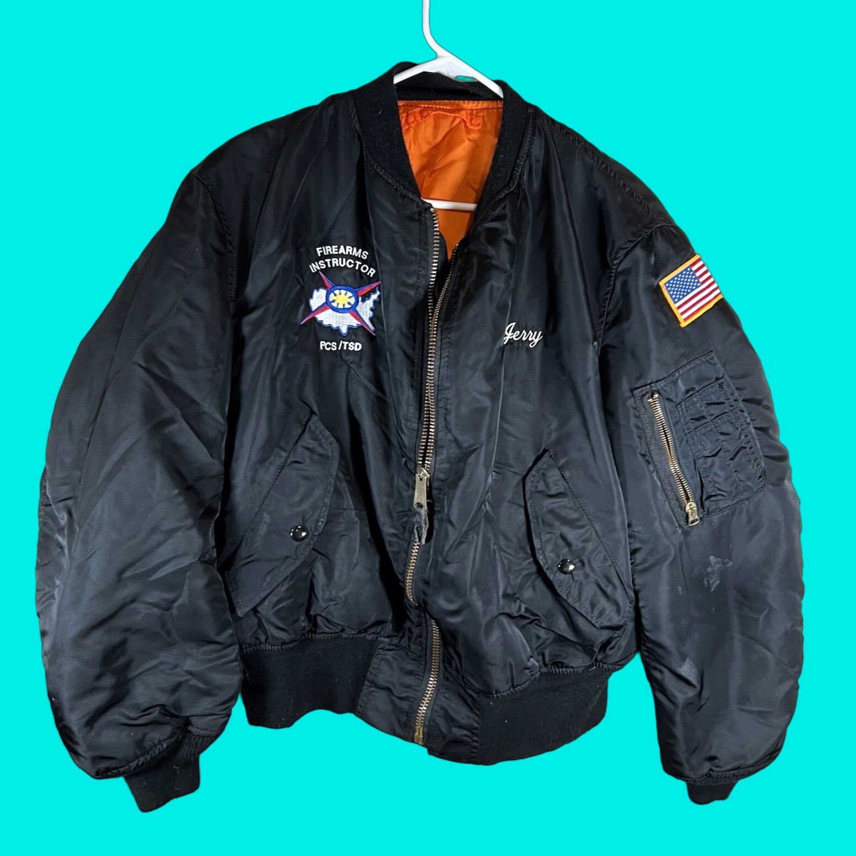 Vintage Vtg Bomber Jacket Embroidered Firearms Instructor Jacket Sz L Black Size US L / EU 52-54 / 3 - 1 Thumbnail