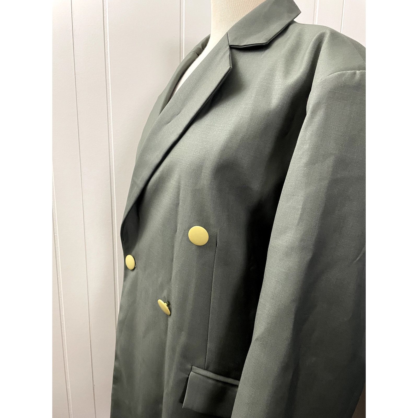 The Unbranded Brand Y2K Beulah Style NWT Womans Over Sized Large Olive Blazer Size L / US 10 / IT 46 - 6 Thumbnail