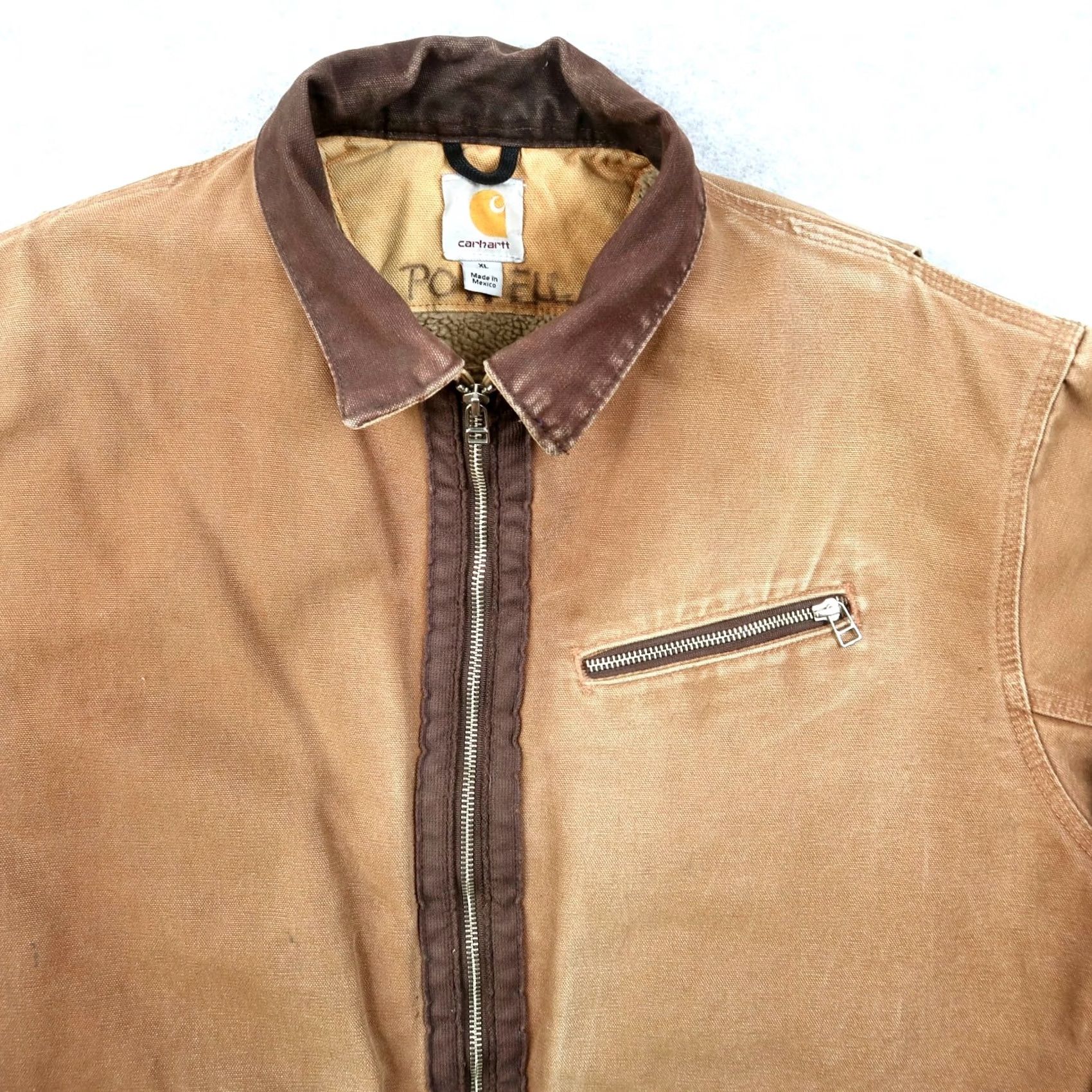 Carhartt VINTAGE Carhartt Jacket Mens XL Brown Full Zip Canvas J297 Lined Sherpa Detroit Bomber Coat Size US XL / EU 56 / 4 - 3 Thumbnail