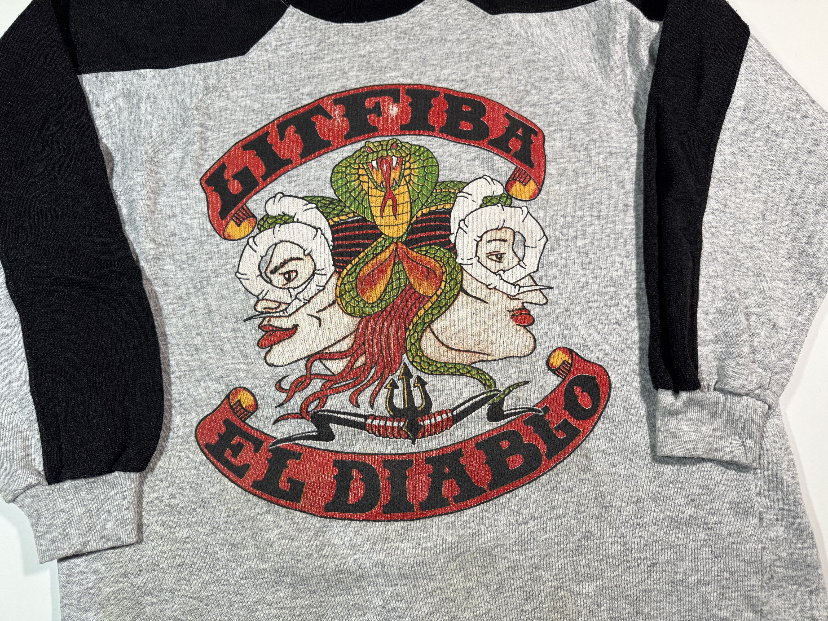 Vintage Vintage 90s Litfiba El Diablo Sweatshirt Latin Hard Rock Size US L / EU 52-54 / 3 - 3 Thumbnail