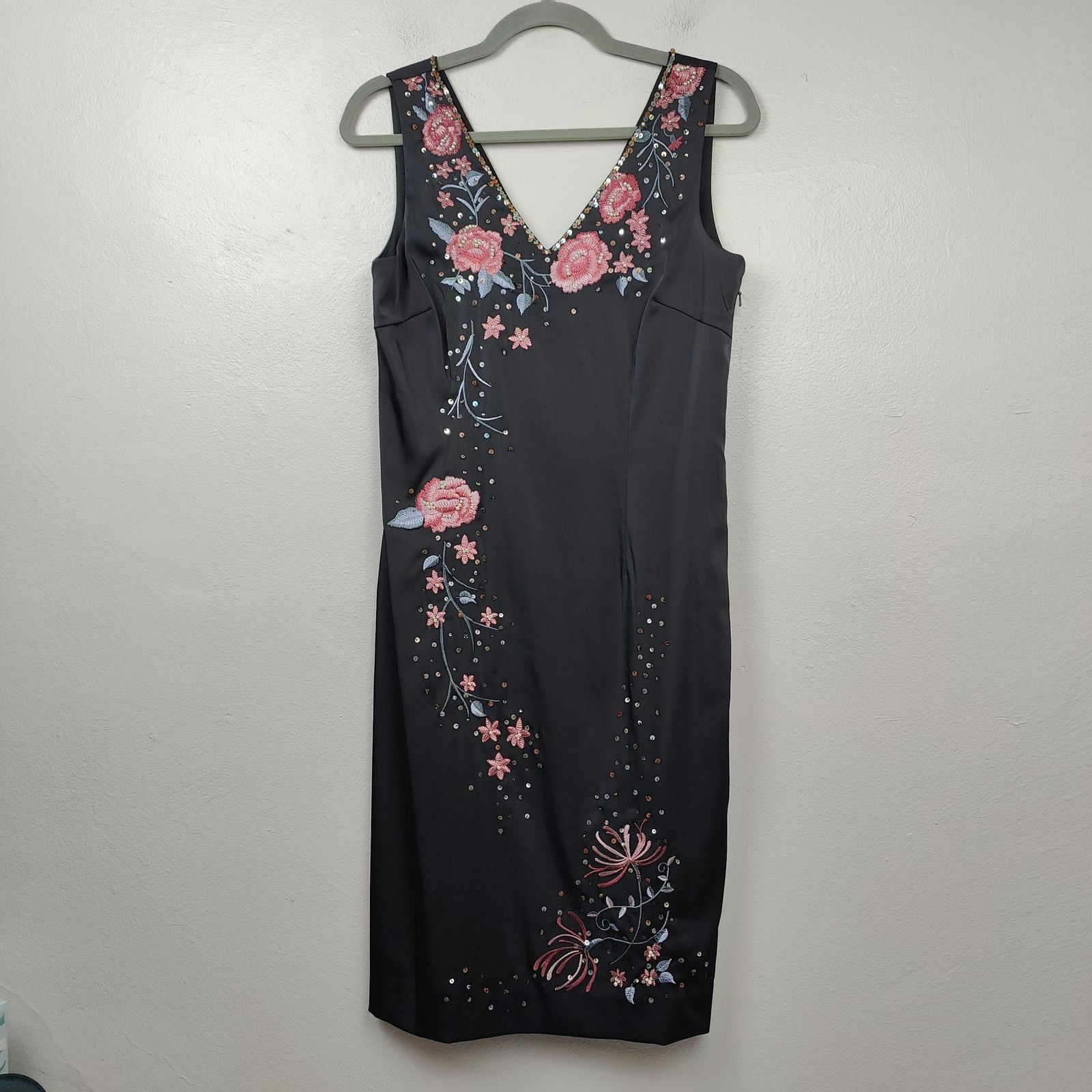 Other Vintage Spenser Jeremy Fairy Dress 6 Black Sheath Floral Size M / US 6-8 / IT 42-44 - 1 Thumbnail