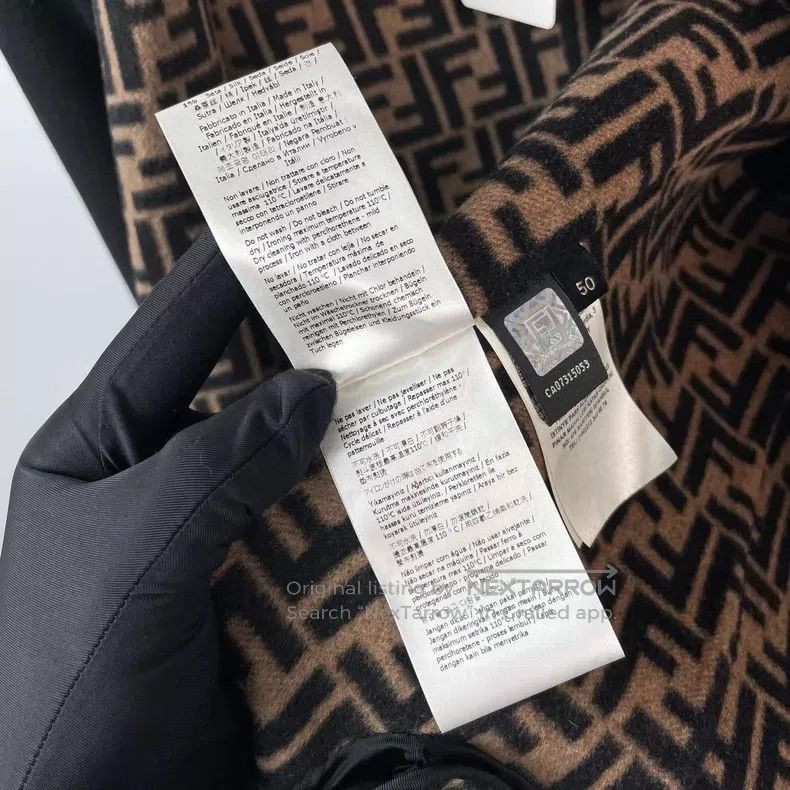 Fendi Fendi Fully Printed Black Wool Long Coat Size US M / EU 48-50 / 2 - 7 Thumbnail