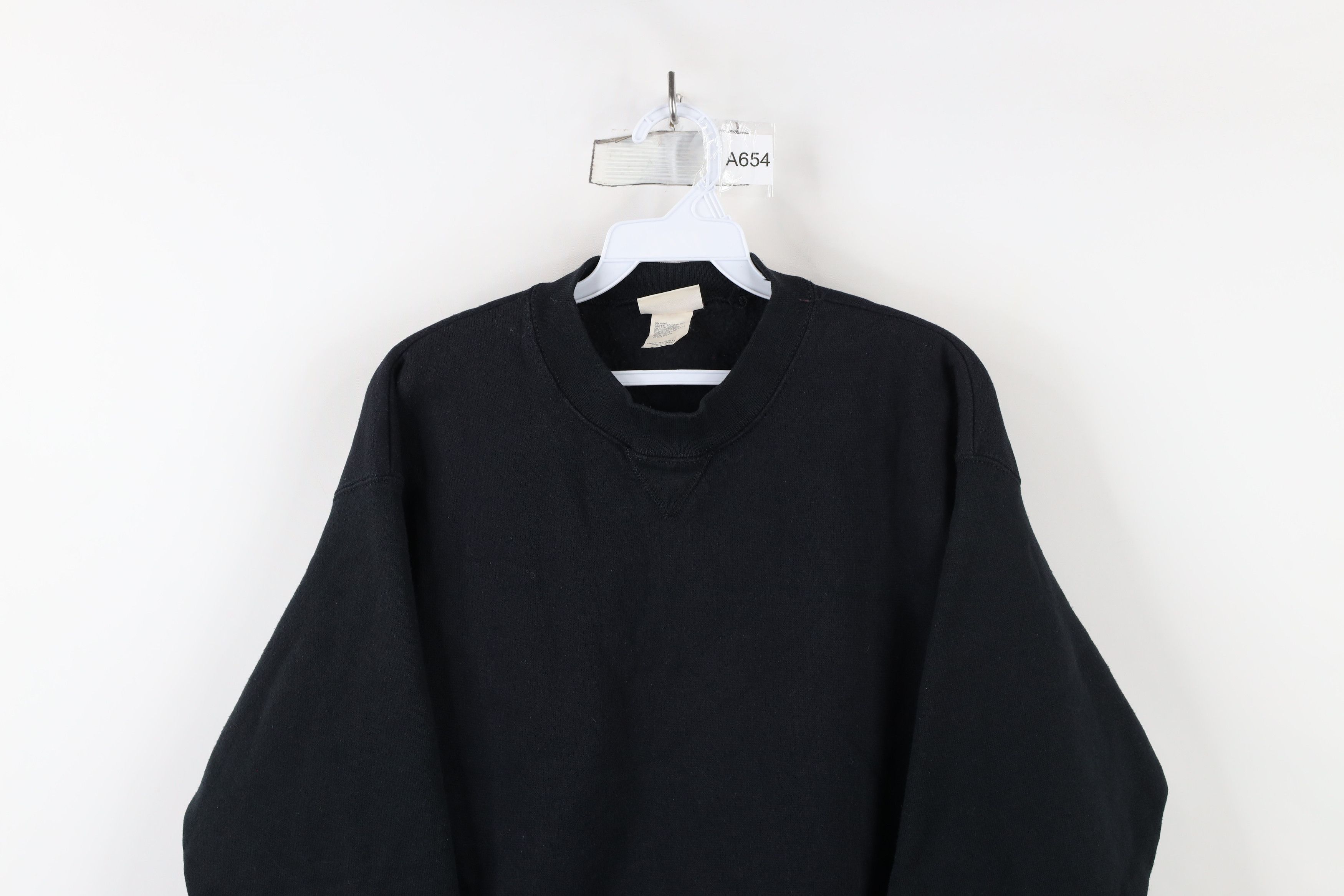 Vintage Vintage 90s Streetwear Faded Blank Crewneck Sweatshirt Black Size L / US 10 / IT 46 - 2 Thumbnail