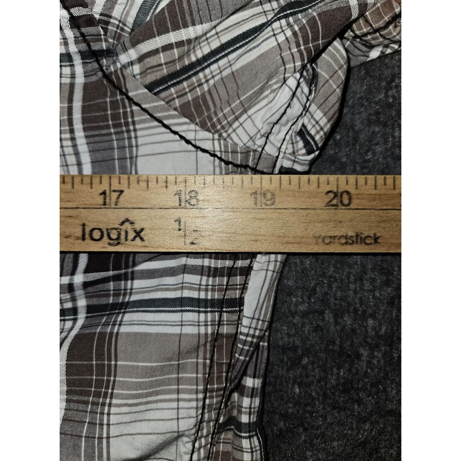 BKE BKE Shirt Mens Medium Brown Plaid Slim Fit Stretch Western Snap Short Sleeve Size US M / EU 48-50 / 2 - 3 Thumbnail