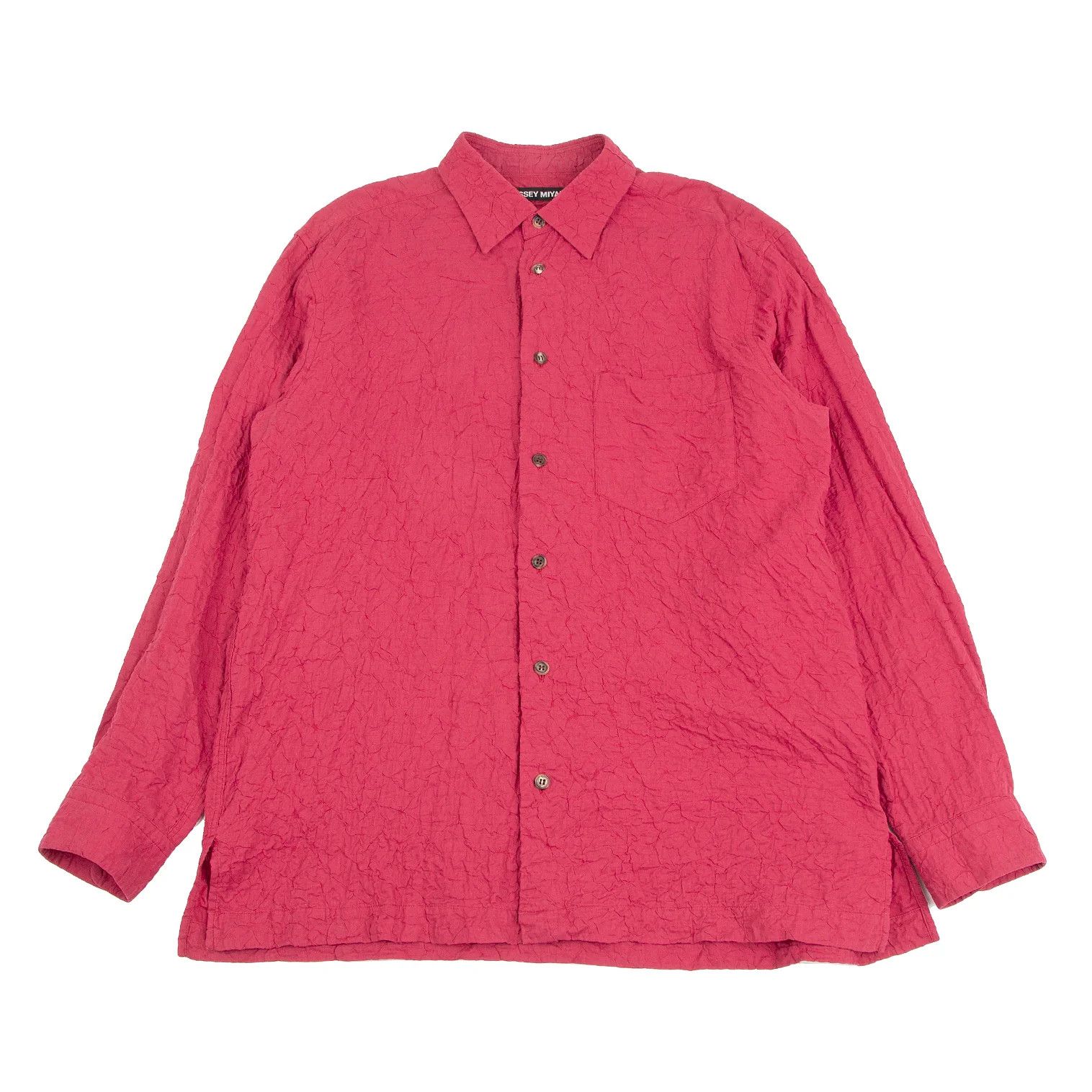 Issey Miyake Cotton Wrinkle Pleats Shirt in Red Size US L / EU 52-54 / 3 - 1 Thumbnail