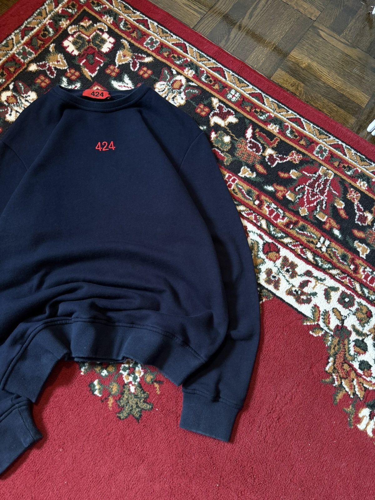 424 424 Embroidered Sweatshirt Crewneck Size Medium Navy Blue Size US M / EU 48-50 / 2 - 4 Thumbnail