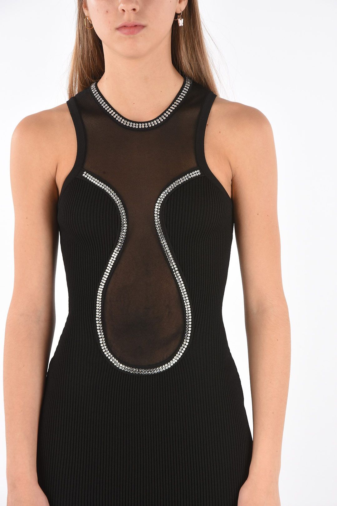 Philipp Plein og1mm0824 Transparent Insert Dress in Black Size M / US 6-8 / IT 42-44 - 3 Thumbnail