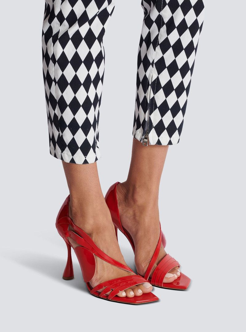 Balmain o1s1wg111225 Eden 95mm Patent Leather Sandals in Red Size US 5 / IT 35 - 10 Thumbnail